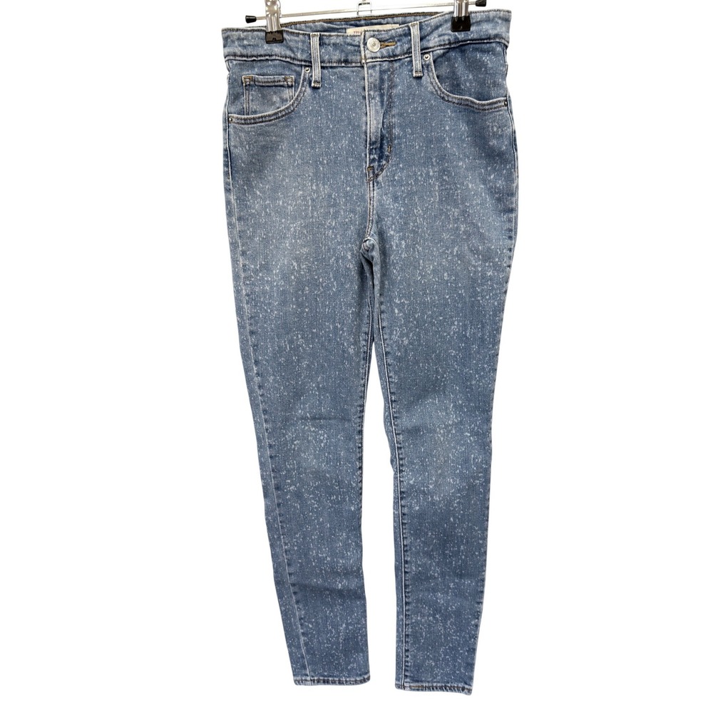 Levis 721 High Rise Skinny Women 28 Blue Paint Splatter Denim Jeans